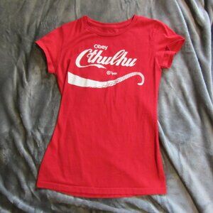 teefury sz medium obey Cthulhu shirt in coca-cola style red discontinued (CL316)
